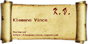 Klemens Vince névjegykártya